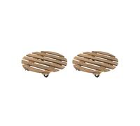 2X Maceta Redonda Universal con Ruedas Soporte de Madera Base para Maceta con Ruedas Le Permite Mover Fácilmente las Plantas en Macetas,A
