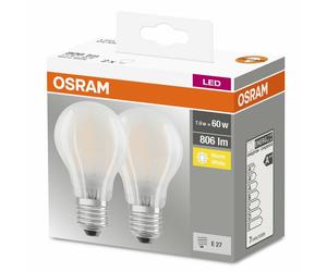 2x Osram LED 7,2W E27 frosted 806lm 2700K 4052899972100