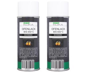 2x Paquete KOKA Pintura para Horno 650°C Ofen-Farbe Lack-Spray Negro Mate