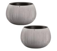 WELL HOME MOBILIARIO & DECORACIÓN 2X Beton Bowl de plástico con depósito en Color Cemento, 11 (Alto) x 14,4 (Ancho) x 14,4 (Profundo) cms