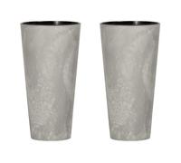 2x prosperplast tubus slim effect de plástico con depósito en color cemento, 28,6 (alto) x 15 (ancho) x 15 (profundo) cms
