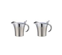 2X Salsera de Porcelana de Acero Inoxidable Jarra para Salsa Jarra TéRmica para Leche con Tapa Jarra para Salsa, Salsera con Asa, Jarra para Salsa