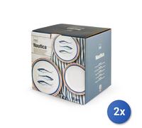 2X Servicio De Mesa 18 Piezas Náutica En Porcelana Decorada Forma Coupe. S