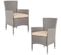 2x Sillas de Jardín de Poliratán Crema/Beige
