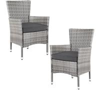 2x Sillas de Jardín de Poliratán Gris/Antracita
