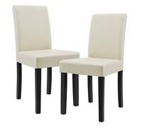 2x sillas tapizadas de cuero sintético patas de madera 90x42x48 cm color crema [en.casa]
