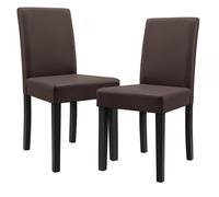 2x sillas tapizadas de cuero sintético patas de madera 90x42x48 cm marrón - mate [en.casa]