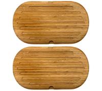 2x Tabla para Cortar Pan Con Krümelrillen Bambú 37x21cm la de Cocina