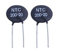 2X Termistor 20D-20 NTC para Limitar La Corriente de Entrada del Lastre de La Fuente de Alimentación CFL, Negro