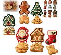 3/6/9Pcs Christmas Mini Pie Moulds, Reusable Mini Pie Mold Collection，6pc-b | Holiday Pastry Press Set with Santa Snowman Tree Shapes, One Press Cutting, Christmas Dessert Maker for Pies Cookies & Treats
