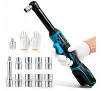 3/8" Llave de Carraca Inalámbrica Extendida Compatible con Batería Makita | Cabezal Largo de 16cm, Motor 100Nm, 1250RPM, con Luz LED, 8 Vasos, 1/4" Adaptador y Extensión de 7,6cm, Sin Batería