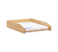 3 Bandejas de Correo, Apilables, DIN A4, Organizadores de Escritorio, Bambú, 6 x 25 x 33 cm, Marrón Natural