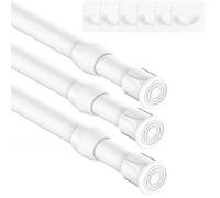 3 barras de sujeción para cortinas, barra telescópica para sujetar, barra tensora sin agujeros, extensible, para estantería, dormitorio, estantería de bricolaje, color blanco, 75-95 cm (diámetro 13 mm