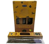 3 Cajas de Incienso Orgánico en Varillas Hecho a Mano 25gr x3 Hecho en India Resina y aceites Esenciales 100% Natural (Vainilla)