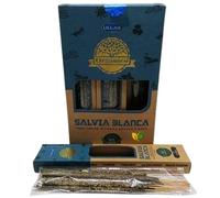 3 Cajas de Incienso Orgánico en Varillas Hecho a Mano 25gr x3 Hecho en India Resina y aceites Esenciales 100% Natural (Salvia Blanca)