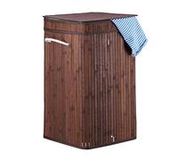 3 Cestos Ropa Sucia con Tapa, Cubo Colada, Cuadrado, Canasta, Bambú, 70 L, 63 x 36 x 36 cm, Marrón
