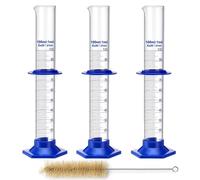 3 cilindros de vidrio para mediciones, con base de plástico, vidrio de borosilicato, para laboratorio