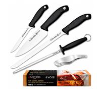 3 Claveles EVO - Kit Profesional de Cuchillo Jamonero Deshuesadores Chaira y Pinzas