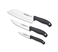 3 Claveles EVO - Set Cuchillos, Verduras 9cm + Cocina 13,5cm + Santoku 18cm, Acero Inoxidable, mango polipropileno, ligero y resistente