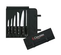 3 Claveles Juego, 5 Cuchillos + Chaira + Estuche de Transporte, Línea Uniblock, Acero Inoxidable, Negro, 0 cm