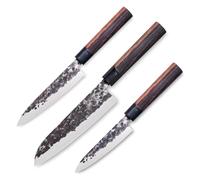 3 Claveles - Juego de 3 Cuchillos Profesionales Estilo Japonés Gama Osaka, Hojas Unicas Forjadas a Mano, Selección Master Chef
