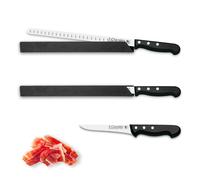 3 Claveles - Kit Cuchillo Jamonero Alveolado, Deshuesador Negro y Funda Protectora