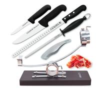 3 Claveles Kit Premium Soporte Jamonero Basculante y Cabezal Giratorio, Cuchillos y Pinzas