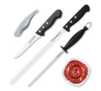 3 Claveles POM - Kit Profesional de Cuchillo Jamonero Deshuesador Chaira y Pinzas