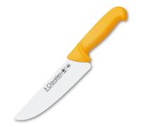 3 Claveles Proflex - Cuchillo Profesional Carnicero Ancho 18 cm Microban. Amarillo