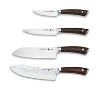 3 Claveles Sakura - Juego Master de 4 Cuchillos Acero Forjado con Hoja Martilleada