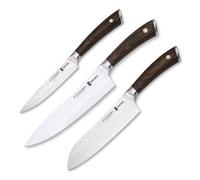 3 Claveles Sakura - Juego Masterchef de 3 Cuchillos Acero Forjado con Hoja Martilleada