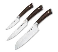 3 Claveles Sakura - Juego Premium de 3 Cuchillos Acero Forjado con Hoja Martilleada