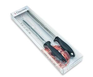 3 Claveles Set Cuchillo JAMONERO EVO Y CHAIRA B 3C, Negro, Gris, 25 cm
