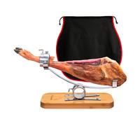 3 Claveles - Soporte Jamonero Basculante en Madera de Bambú y Chasis de Acero con Cubre Jamón