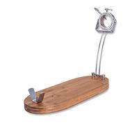 3 Claveles – Soporte jamonero plegable giratorio 2 posiciones bambú y acero inoxidable 47 x 18,5 cm