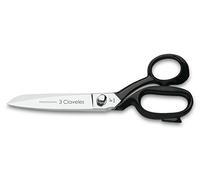 3 Claveles - Tijera de Sastre Profesional de 20 cm - 8", dedales asimétricos Negros, acero carbono, para labores de sastre, costurero