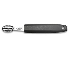 3 Claveles - Vaciador Oval en Acero Inoxidable de 15,5 cm, Acero Inoxidable, menaje Profesional, Mango Negro