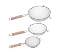5five – Set de 3 coladores de acero inoxidable con asas de madera Ø 12/16/20 cm