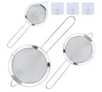 3 coladores pequeños de malla fina de acero inoxidable con ganchos de cocina, 8 cm/12 cm/18 cm de diámetro, colador de té de malla fina, colador de cocina, tamiz de colador de cocina, ideal para jugo,