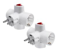 3 en 1 Adaptador Plano con Interruptor y Tres Enchufes Schuko, 16A, 3680W, 250V, Blanco, 1/2 pcs.WKL Store