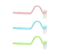 3 escobillas para asiento de inodoro, escobilla con limpieza de bordes, cepillo de limpieza de inodoro, cepillo curvado portátil, limpiador de borde de inodoro (azul, verde, rosa)