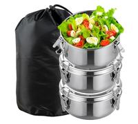 3 fiambreras de acero inoxidable: 240 ml, de acero inoxidable, a prueba de fugas, fiambrera, sin BPA, para aperitivos, frutas, cereales, especias (negro)
