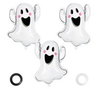 3 globos de fantasma de Halloween, globo de aluminio blanco en forma de fantasma, globos grandes de Mylar para decoraciones de fiesta temática de Halloween