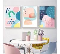 3 Imágenes Set-Cuadros Abstractos de Acuarela de Princesas Rosas Sobre Lienzo Póster Nórdico Lámina Decorativa Habitación Infantil Cuadros la Decoración Hogar en la Sala de Estar-40x60cm (sin marco)