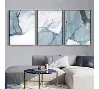 3 Imágenes Set-Cuadros Abstractos de Mármol Impresos en Lienzo Póster Azul Claro Arte Nórdico para Pared Imágenes en Lienzo Decoración para Sala de Estar Cocina Oficina y Hogar-50x75cm (sin marco)