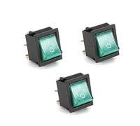 3 interruptores basculantes KCD4 verde 230 V 16 A On Off DPST Embedded Lamp Interruptor basculante Conmutador de Palanca 3 Posiciones