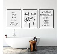 3 Lamina Baño Decoracion 30X40CM Cuadros Cuarto de Baño Blanco y Negro Poster WC Humor Lienzo Humor Laminas Decorativas Pared WC Cuadro Minimalista Blanco y Negro Divertidas Art sin Marco