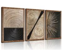 3 lienzos abstractos de grano de madera retro minimalista con textura de línea dorada negra para decoración de pared para sala de estar, dormitorio, decoración del hogar, sin marco, 20 x 30 pulgadas
