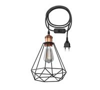 3 m cable textil RETRA interruptor vintage pantalla jaula bronce + lámpara LED