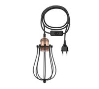 3 m cable textil RETRA Vintage enchufe interruptor bronce jaula pantalla negro